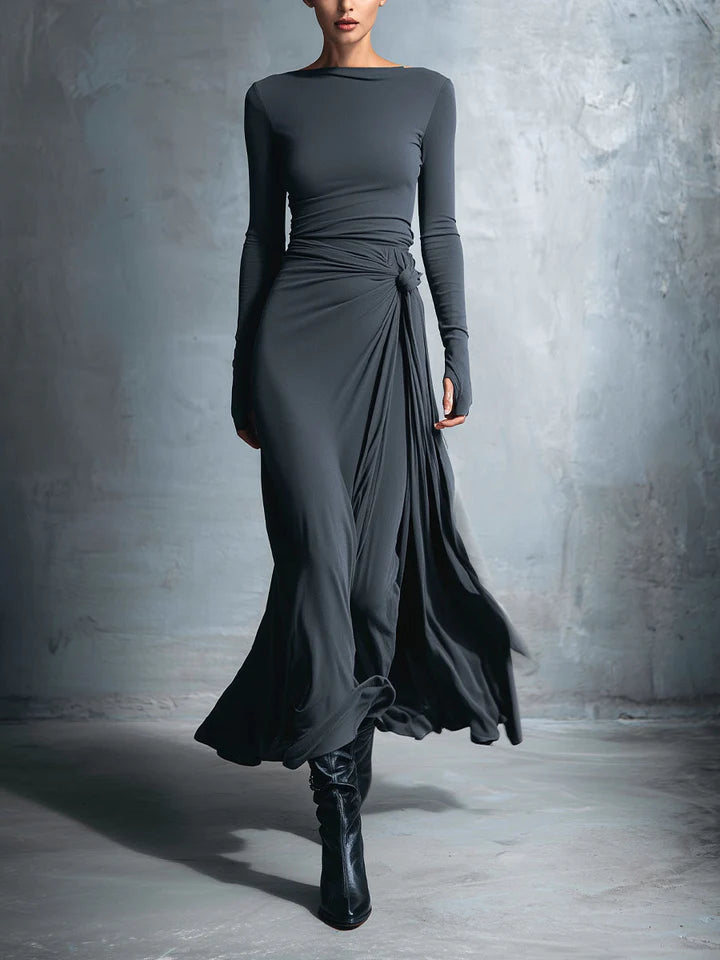 Vestido largo con lazo lateral