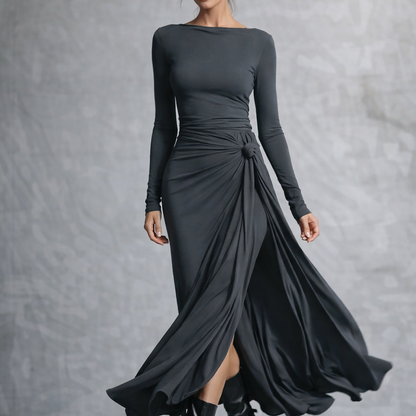 Vestido largo con lazo lateral