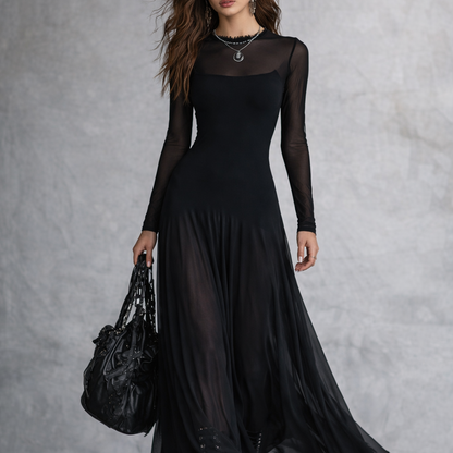 Vestido Elegante de Tul Negro – Edición París