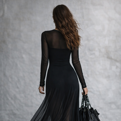 Vestido Elegante de Tul Negro – Edición París