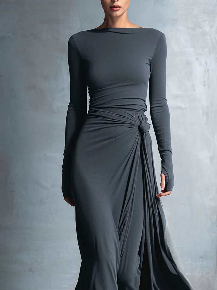 Vestido largo con lazo lateral